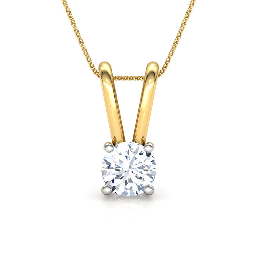 V' Loop Accented Solitaire Pendant
