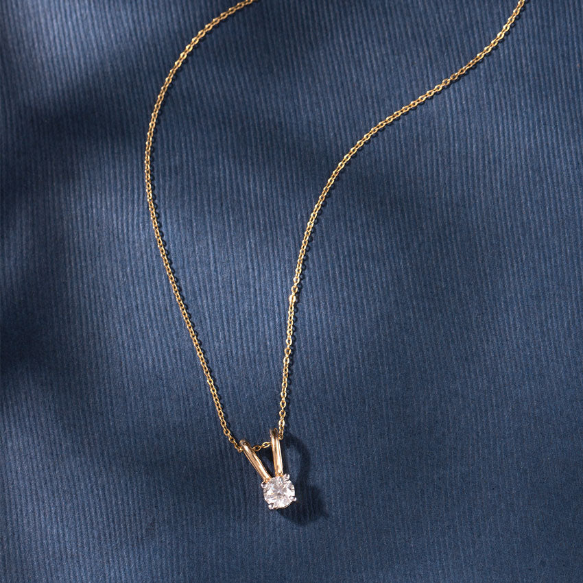V' Loop Accented Solitaire Pendant