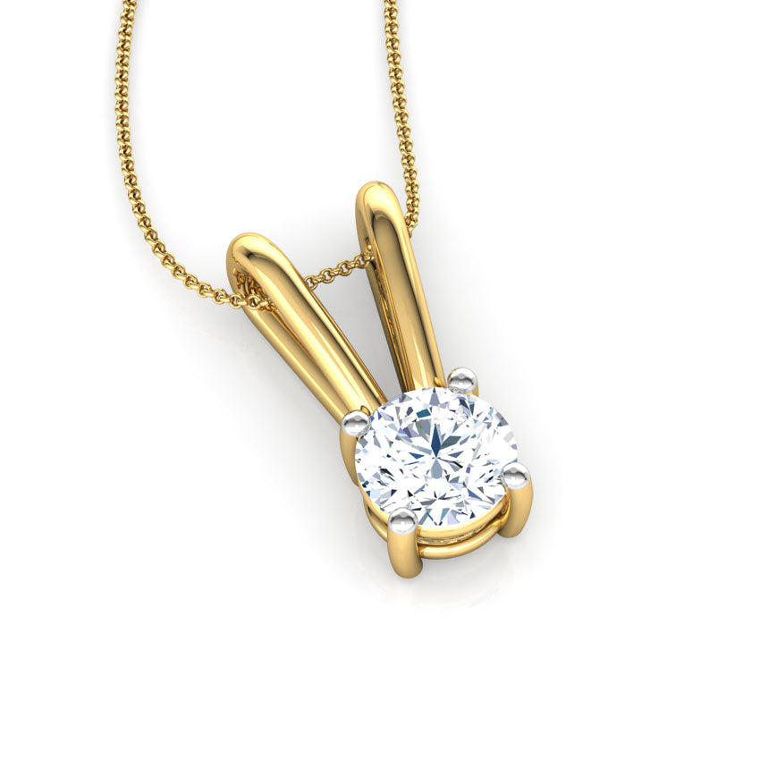 V' Loop Accented Solitaire Pendant
